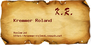 Kremmer Roland névjegykártya